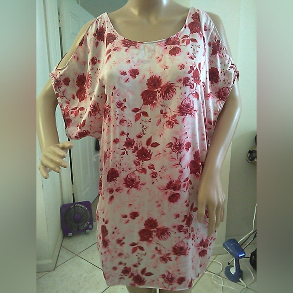 VINTAGE SILK BETSEY JOHNSON Floral Print Dress W/ PKTS. COLD SHOULDER SZ. 4 - Picture 1 of 9